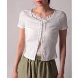 ホワイト | レースキャミソール レイヤード風 半袖Tシャツ | VIVID LADY