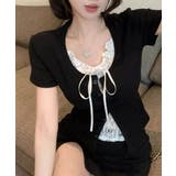 レースキャミソール レイヤード風 半袖Tシャツ | VIVID LADY | 詳細画像8