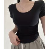 ブラック | ラウンドヘム ショート丈 半袖Tシャツ | VIVID LADY