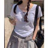 クルーネック シンプル半袖Tシャツ | VIVID LADY | 詳細画像1
