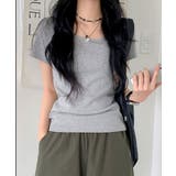 グレー | クルーネック シンプル半袖Tシャツ | VIVID LADY