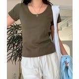 カーキ | クルーネック シンプル半袖Tシャツ | VIVID LADY