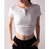 ホワイト | リブヘンリーネック半袖Tシャツ | VIVID LADY