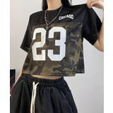 ブラック | メッシュ切り替えカモフラージュTシャツ | VIVID LADY