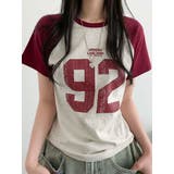 オートミール | ナンバリングプリント ラグラン半袖Tシャツ | VIVID LADY