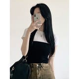 バストラインバイカラー半袖Tシャツ | VIVID LADY | 詳細画像17