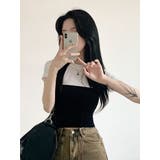 バストラインバイカラー半袖Tシャツ | VIVID LADY | 詳細画像18