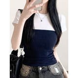 バストラインバイカラー半袖Tシャツ | VIVID LADY | 詳細画像2