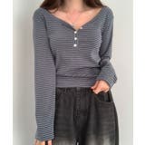 ボーダー柄Vネックヘンリーネックトップス | VIVID LADY | 詳細画像8