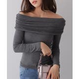 チャコールグレー | ドレープオフショルダートップス | VIVID LADY