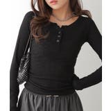 ブラック | ヘンリーネックリブトップス | VIVID LADY