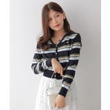 ミックスボーダーVネックカーディガン | VIVID LADY | 詳細画像2