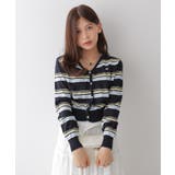 ミックスボーダーVネックカーディガン | VIVID LADY | 詳細画像3