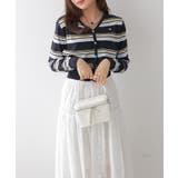 ミックスボーダーVネックカーディガン | VIVID LADY | 詳細画像8