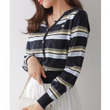 ミックスボーダーVネックカーディガン | VIVID LADY | 詳細画像9