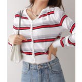 アイボリー | ミックスボーダーVネックカーディガン | VIVID LADY