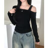 ブラック | アシンメトリーワンショルダートップス | VIVID LADY