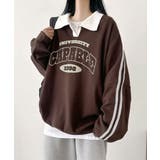 【裏起毛】カレッジロゴ スリーブライン ポロカラースウェット | VIVID LADY | 詳細画像20 