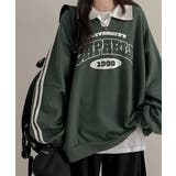 【裏起毛】カレッジロゴ スリーブライン ポロカラースウェット | VIVID LADY | 詳細画像5 