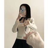 配色パイピング チョーカー風リボン 長袖Tシャツ | VIVID LADY | 詳細画像8 