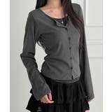 ボーダーインナー風 フェイクレイヤード 長袖Tシャツ | VIVID LADY | 詳細画像1