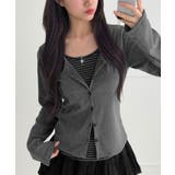 ボーダーインナー風 フェイクレイヤード 長袖Tシャツ | VIVID LADY | 詳細画像3