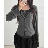 ボーダーインナー風 フェイクレイヤード 長袖Tシャツ | VIVID LADY | 詳細画像4