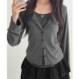 ボーダーインナー風 フェイクレイヤード 長袖Tシャツ | VIVID LADY | 詳細画像5