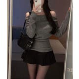 グレー | ドレープ起毛2wayオフショルダートップス | VIVID LADY