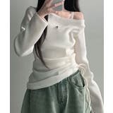 アイボリー | 起毛 ボートネック ワンショルダー 2way シャーリングロンT | VIVID LADY