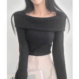 ブラック | 折り返しワイドネック オフショル風 起毛 ロンT 長袖 | VIVID LADY