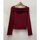 ワイン | 折り返しワイドネック オフショル風 起毛 ロンT 長袖 | VIVID LADY