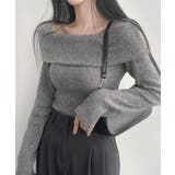 グレー | 折り返しワイドネック オフショル風 起毛 ロンT 長袖 | VIVID LADY