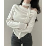 チョーカー付き ドレープワンショルダートップス | VIVID LADY | 詳細画像1