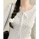 ドット柄 リボン Tシャツ ロンT | VIVID LADY | 詳細画像4 