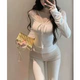 レース切替リボン付きカップインリブトップス | VIVID LADY | 詳細画像3 