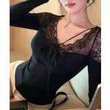 レース切替リボン付きカップインリブトップス | VIVID LADY | 詳細画像16 