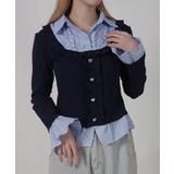 ストライプシャツドッキング フリルTシャツ | VIVID LADY | 詳細画像1 