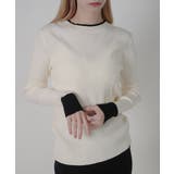 アイボリー | 配色リブクルーネックニットプルオーバー | VIVID LADY