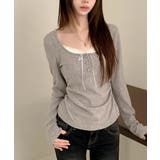 インナードッキング レイヤード風ヘンリーネックロンT | VIVID LADY | 詳細画像33 