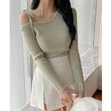 オリーブ | ワンショルダーリブニットトップス | VIVID LADY