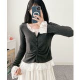 チャコールグレー | レースドッキング トップスプルオーバー | VIVID LADY