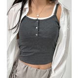 チャコールグレー | フェイクレイヤードカップ付きキャミソール | VIVID LADY