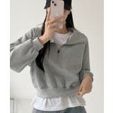 グレー | ハーフジップ ショート丈 スウェットプルオーバー | VIVID LADY