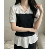 ブラック | レイヤードデザインドッキングトップス | VIVID LADY