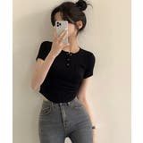 スナップボタン スリムフィット半袖Tシャツ | VIVID LADY | 詳細画像42
