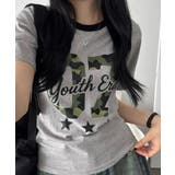グレー | カモフラナンバリングプリント 半袖Tシャツ | VIVID LADY
