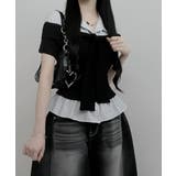 ストライプシャツドッキング オフショルダー風 半袖トップス | VIVID LADY | 詳細画像7