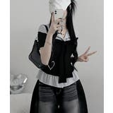 ストライプシャツドッキング オフショルダー風 半袖トップス | VIVID LADY | 詳細画像4
