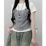 チェックキャミトップレイヤード風 半袖Tシャツ | VIVID LADY | 詳細画像9